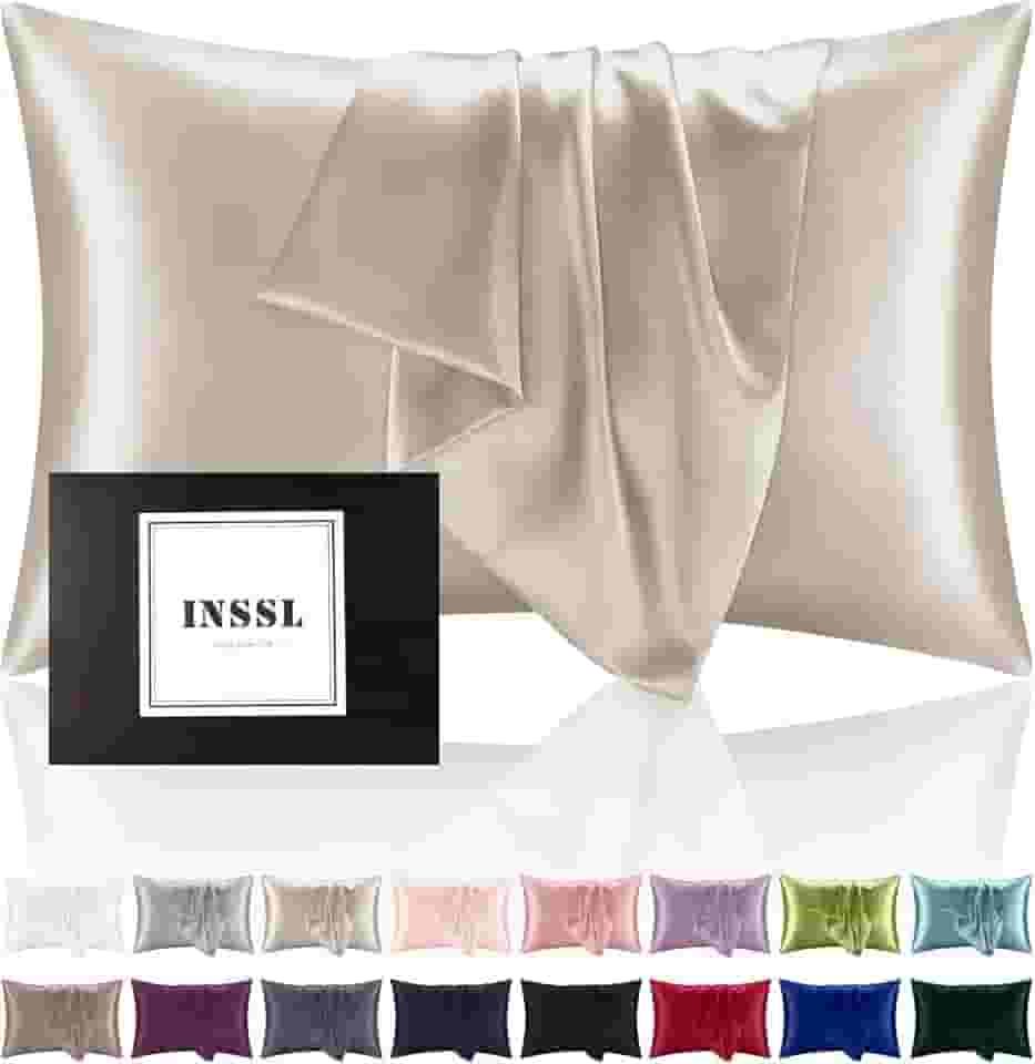 INSSL Fronha de seda para mulheres, fronha de seda de amoreira para cabelo e pele e fique confortável e respirável durante o sono (padrão, castanho-acinzentado)
