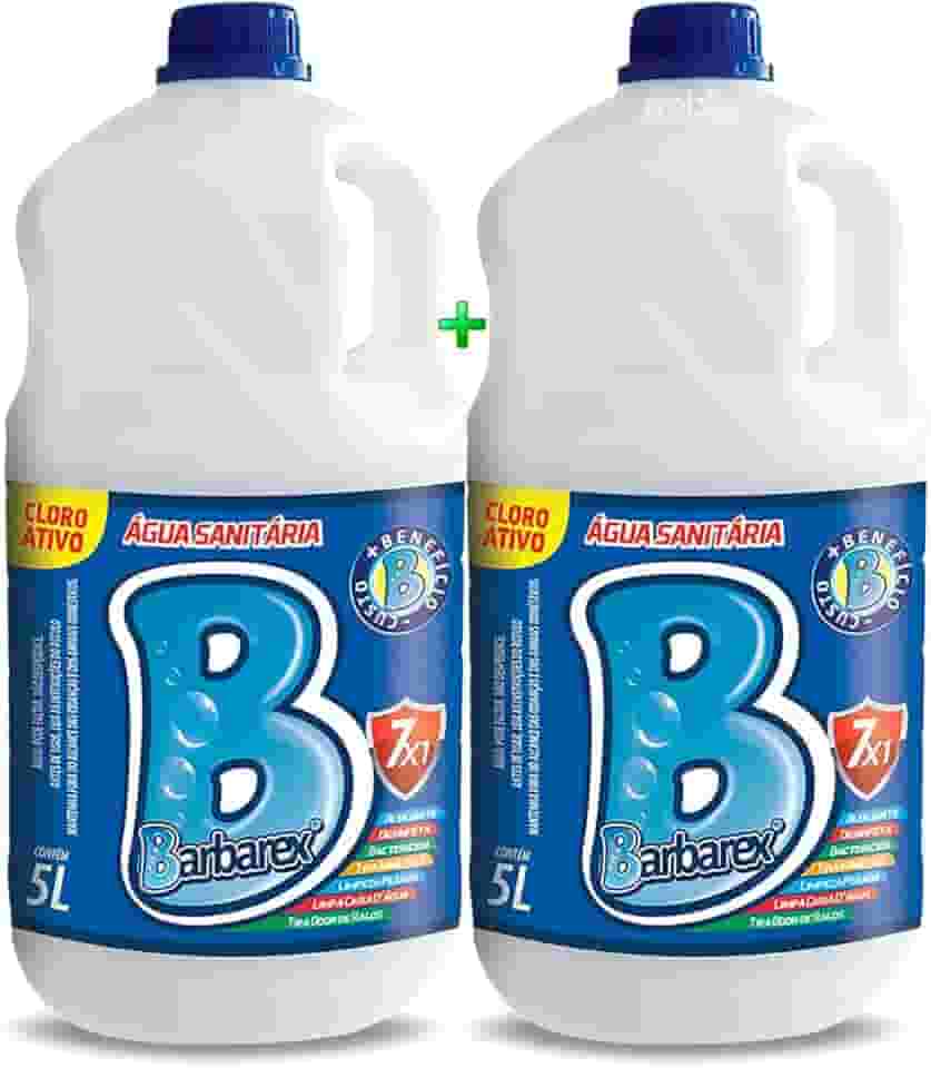 Água Sanitária 7 em 1, Cloro Ativo, Kit com 2 Unidades de 5 Litros, Alvejante e Desinfetante