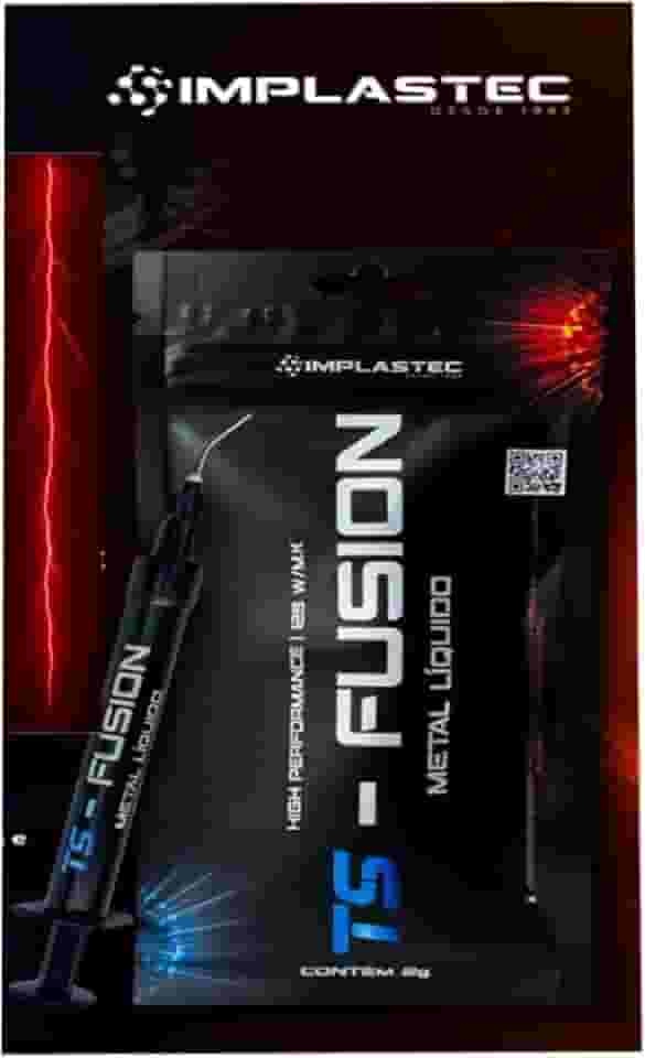 TS Fusion Pasta Térmica Metal Líquido, 2g, Alta Condutividade 128W/mK, Composto de Gálio, Índio e Prata, Aplicação Profissional para PS5, CPU, GPU