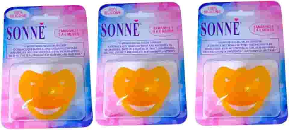 Sonne Kit C/3 Chupetas Premium Soft Recém Nascido T1(0 A 6 Meses) 100% Silicone Âmbar