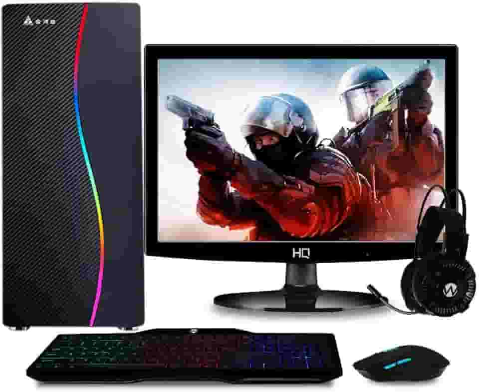Computador Gamer Completo com Monitor LED Intel Core i5 8GB HD 500GB (Nvidia Geforce GT) Kit gamer com mousepad Light, Preto, 24865