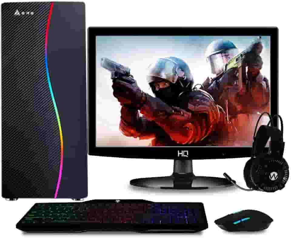 Computador Gamer Completo com Monitor LED Intel Core i5 8GB HD 500GB (Nvidia Geforce GT) Kit gamer com mousepad Light, Preto, 24865