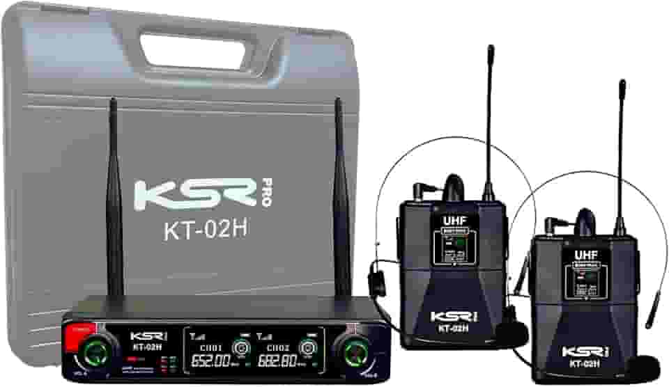 Microfone Sem Fio Headset Duplo Profissional Ksr KT02H PRO