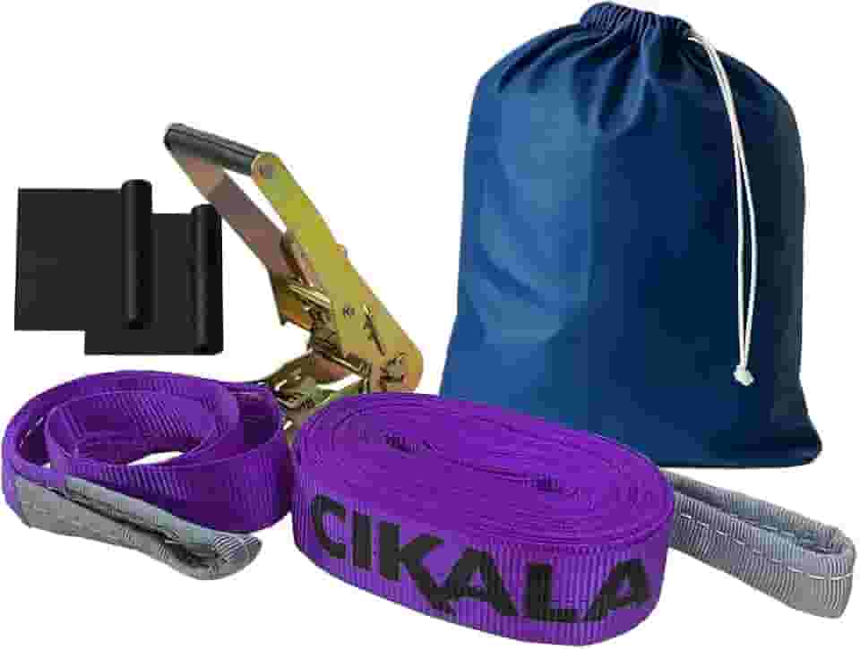 Slackline Roxo 15 M Catraca + Alças + Protetores + Bolsa
