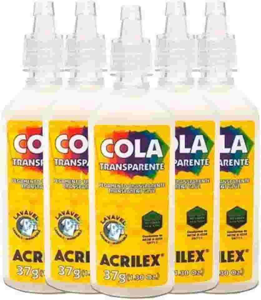 Acrilex Cola ,19937, Transparente, 37 g, 6 unidades