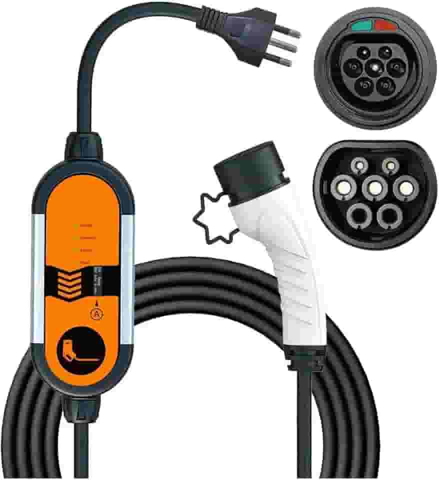VEDO Carregador Portátil para Carro Elétrico, 3,5KW, 16A-13A-10A, 85-264V, Tipo 2, Cabo de 8m Tipo 2, Cabo de 5M Carregador para Carro Elétrico Portátil 16A 85-264V Type 2