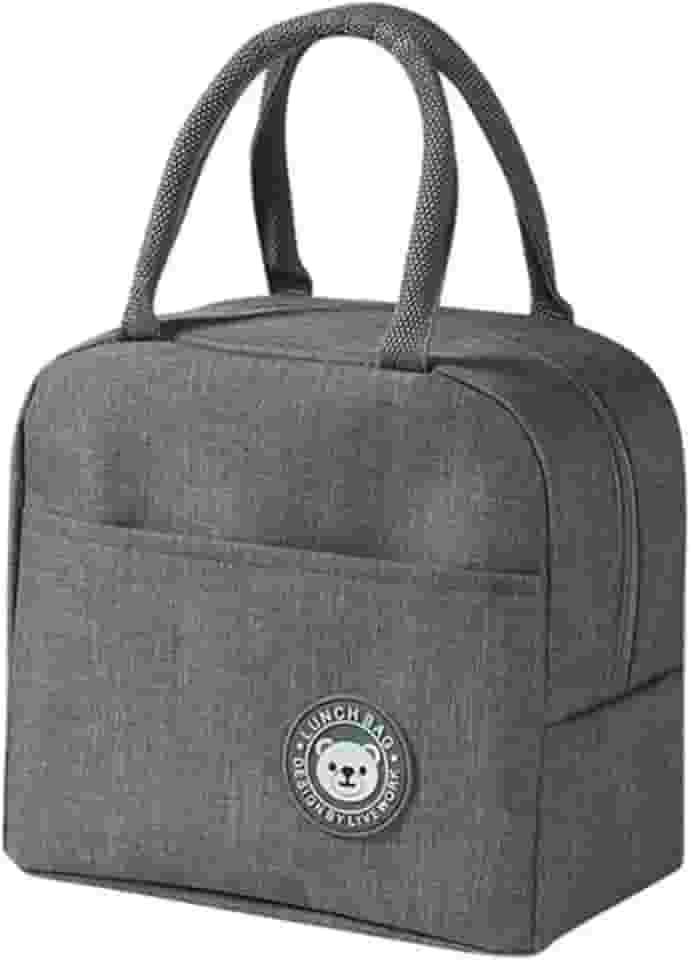 mala mão Térmica portatil Marmita mantem potes quente frio gelado Almoço Trabalho academia marmiteira isolamento dieta fitness bebida (Cinza)