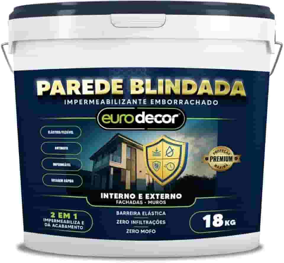 Parede Blindada Euro Decor Tinta Emborrachada 18KG Fácil Aplicação Proteção Contra Infiltrações (Branco)
