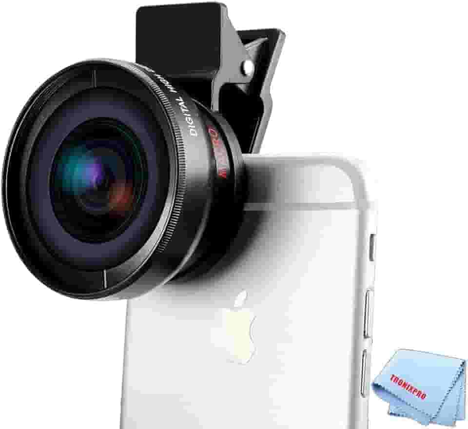 Kit de lente de câmera HD universal 2 em 1 para smartphone (super grande angular e macro) para iPhone 15, Pro Max, 14 e todos os smartphones
