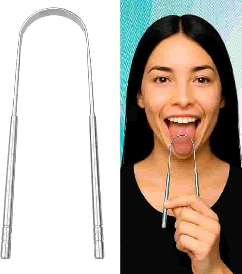 Raspador de Língua Aço Inoxidável - Higiene Oral Completa, Remove Mau Hálito, Super Durável, Ergonômico e Fácil de Limpar