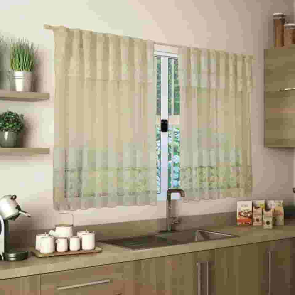 Cortina para Cozinha Palha Renda Tulipa Com Bando de 40cm, Largura 2,20m e Altura 1,20m. Linda e Prática!