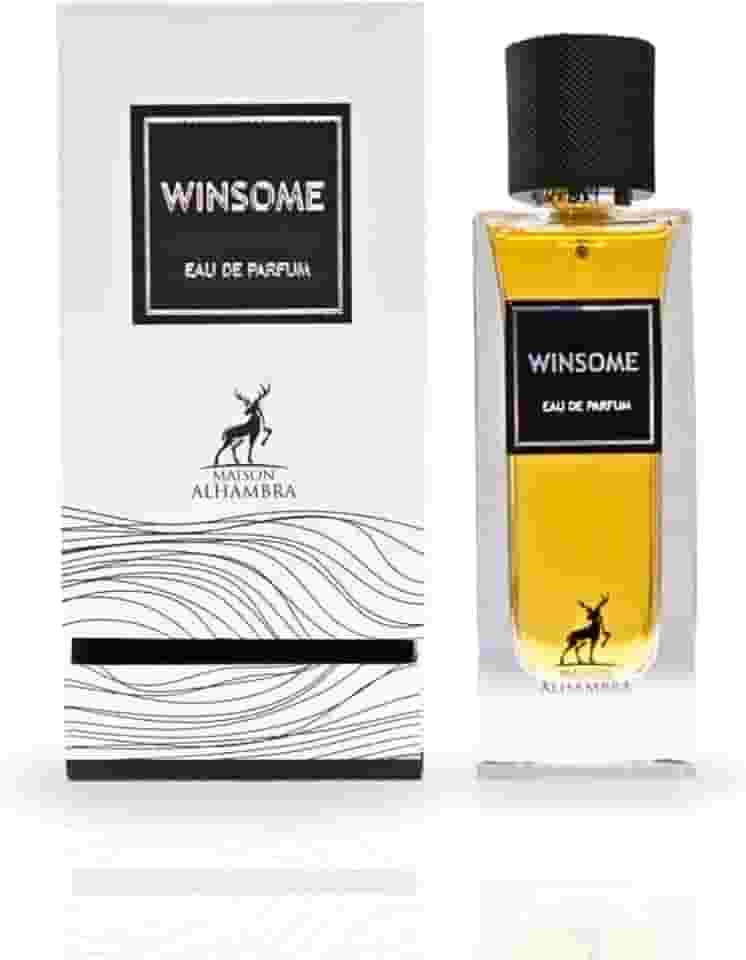 Maison Alhambra Winsome Eau De Parfum Spray 90 ml (86.2 g) Perfume árabe de longa duração para homens - Fragrância amadeirada, floral e doce - Perfume masculino com notas de bergamota, rosa, patchouli