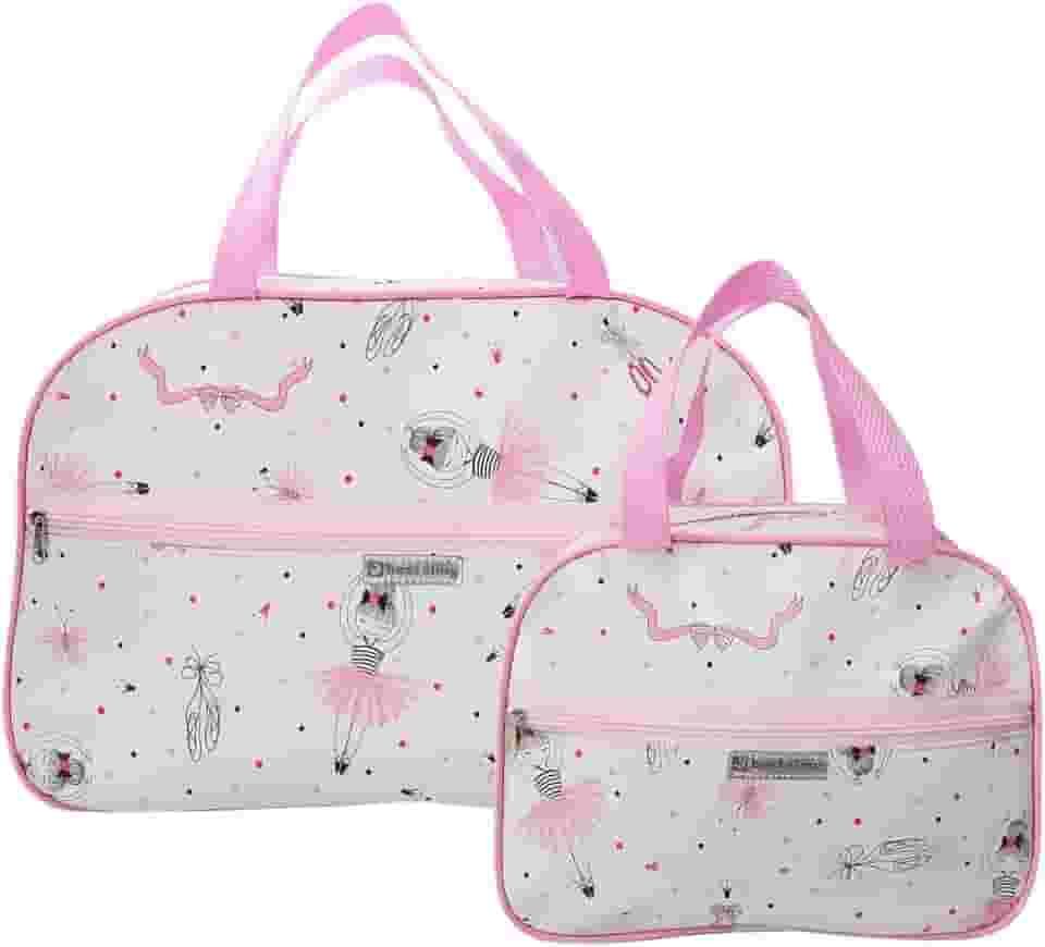 Kit 2 Mala Maternidade Menina Grande Bolsa Maternidade Bebe Bailarina Alça Ombro Reforçada Passeio