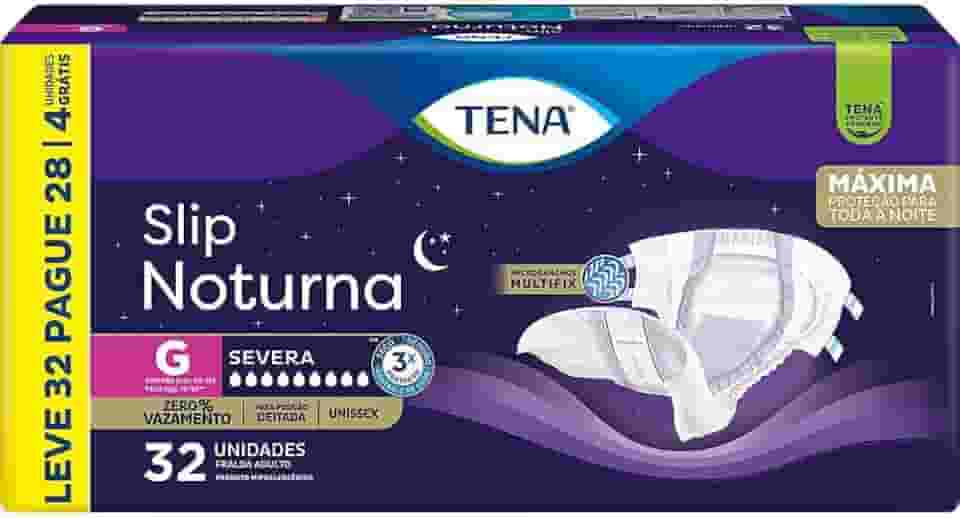 Tena Slip Noturna, Fralda Geriátrica para Incontinência Urinária, G - Leve 32 Pague 28 unidades
