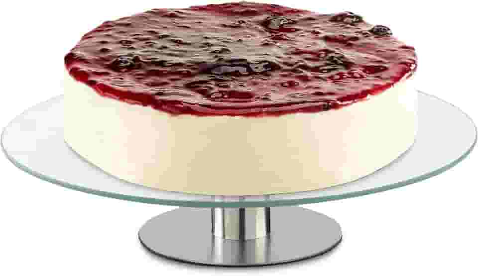 Bailarina Plataforma Giratória Prato para bolo com Pé de Inox Centro De Mesa Bandeja Boleira de Vidro 30cm