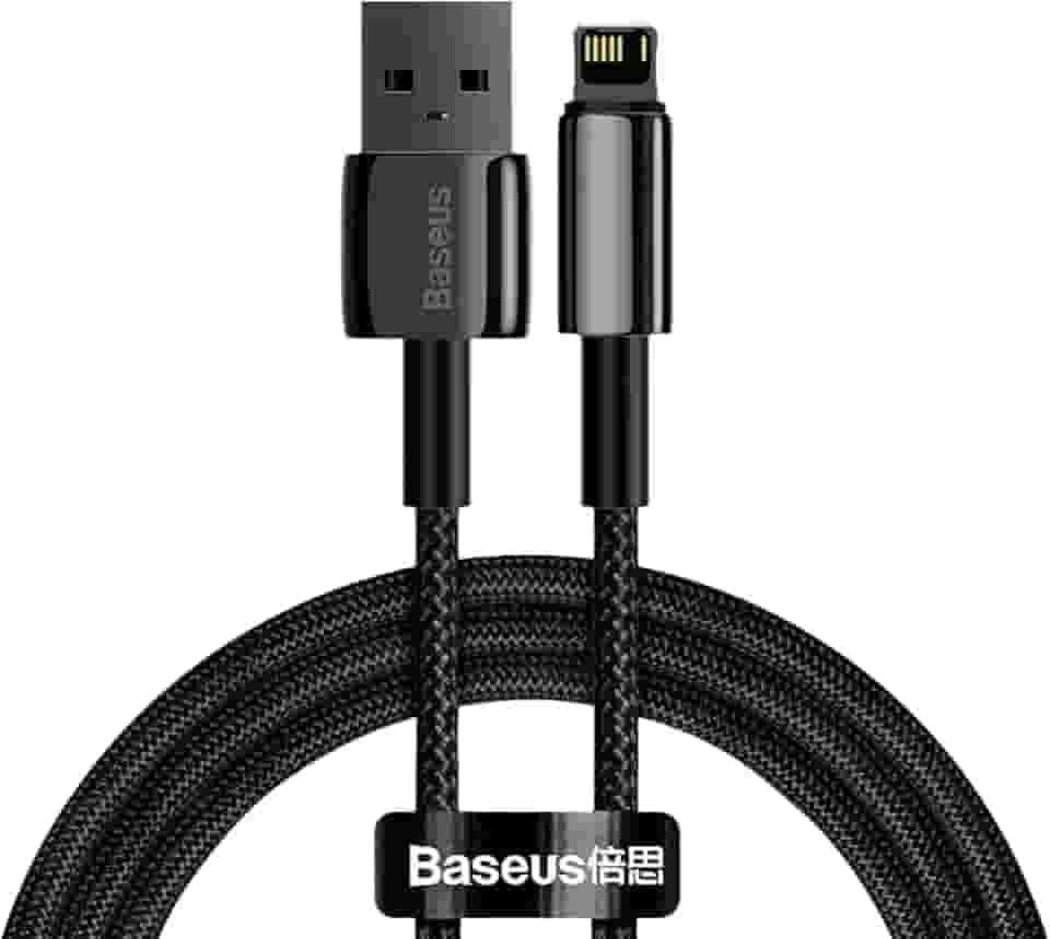 Cabo USB C, Baseus 20W PD3.0 para Carregamento Rápido, Cabo USB para Lightning em Liga de Zinco Trançado em Nylon, para iPhone 14/Pro/Plus/Pro Max, iPad (USB A/Lightning, 1m)