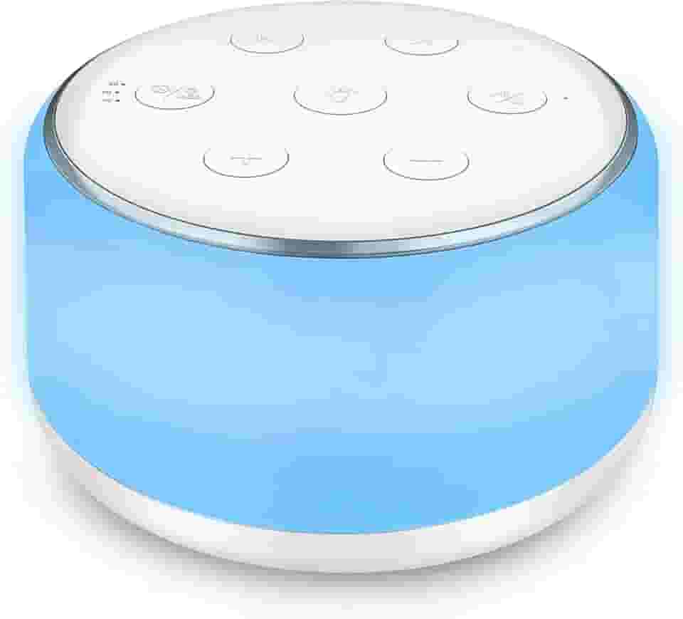 Pruie Ruido Branco Aparelho Bebe Máquina de som para dormir para bebês dormir 7 cores luzes noturnas 34 sons suaves 30min/60min/90min Temporizador Bateria embutida