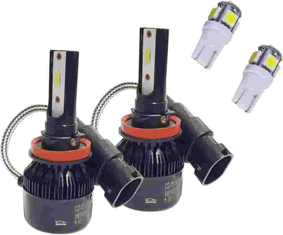 Kit Lâmpada Super Led H8 H9 H11 H16 + T10 Led 8000K - Farol Alto Baixo Auxiliares