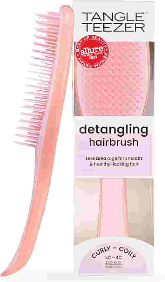 Tangle Teezer - Escova de cabelo desembaraçadora The Wet Detangler para texturas grossas a crespas. Ideal para o uso em fios úmidos Cor: Mango Pink