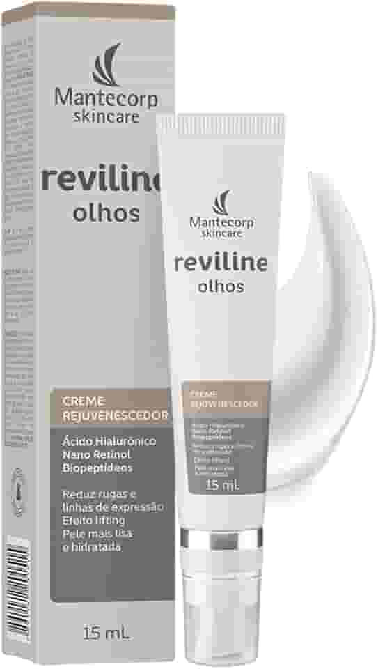MANTECORP - Creme Rejuvenescedor para Região dos Olhos Reviline - Reduz Rugas Marcas de Expressão e Flacidez - Ácido Hialurônico, Retinol - 15g
