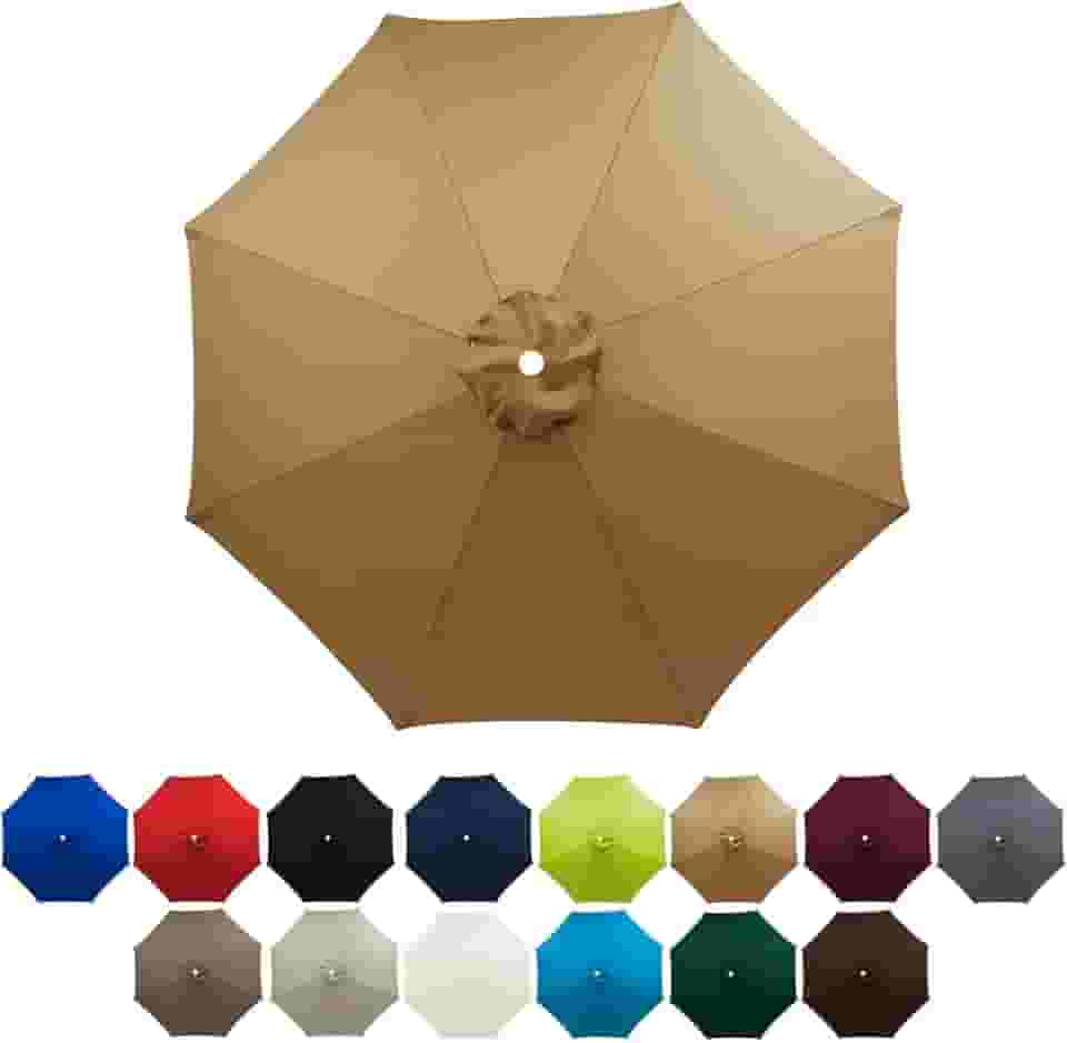 Cobertura de substituição para guarda-sol de 2 m/2,7 m, capa de substituição para guarda-chuva de pátio, 6/8 costelas para mesa ao ar livre, jardim, praia, piscina