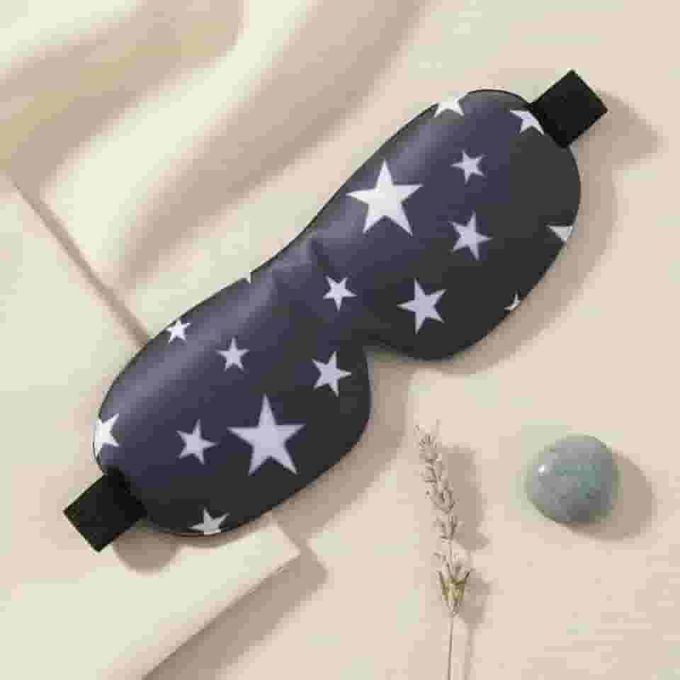 Máscara de Dormir 3D Premium, Poliéster Leve, Design Anatômico, Bloqueio Total de Luz, para Viagem e Uso Diário, 15g, Preta e Rosa (Estrela)