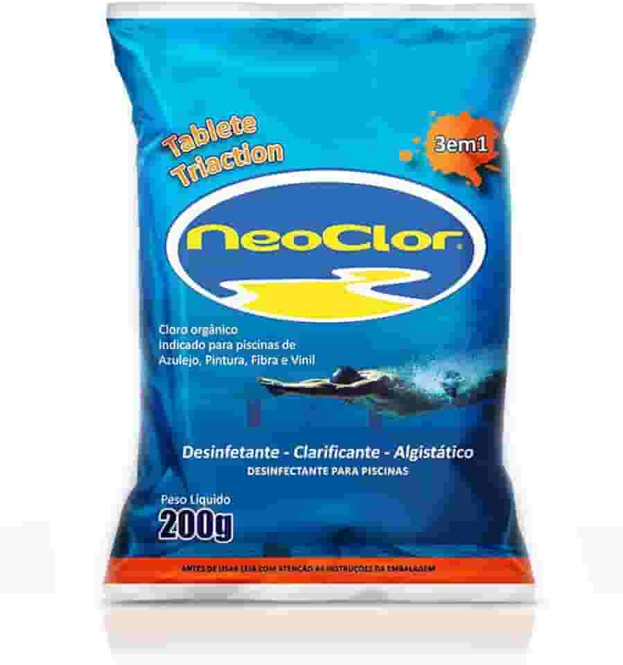 Cloro Em Patilha 3 Em 1 200g Para Limpeza E Tratamento De Piscina Azulejo Fibra Vinil Neoclor