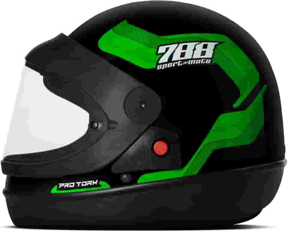 CAPACETE FECHADO PRO TORK SPORT MOTO 788 PRETO - VERDE TAM. 60