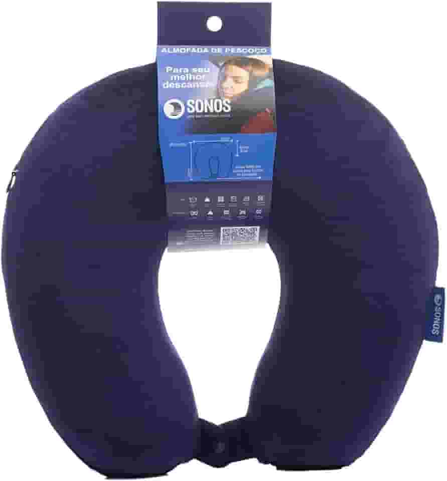 Almofada De Pescoço Sonos Tradicional Para Viagem E Descanso (Azul-Marinho)