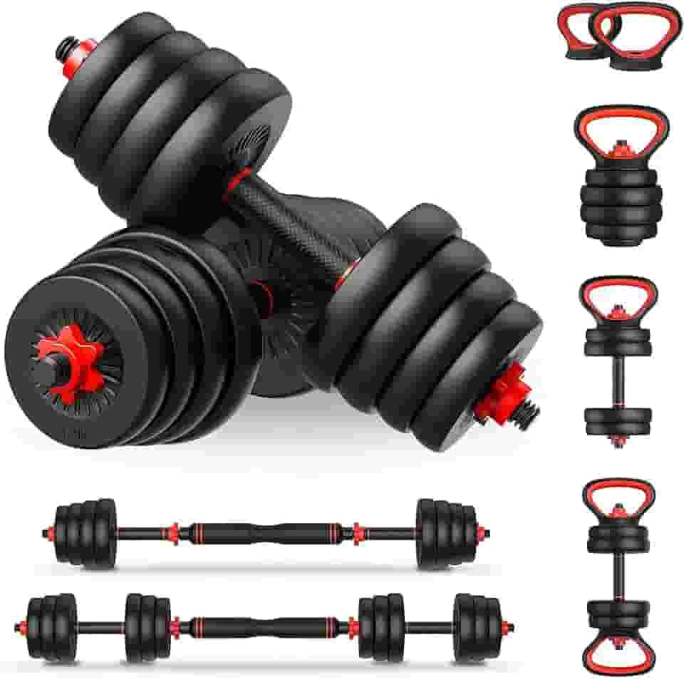 Kit Halteres 6 Em 1 Peso Musculação Até 15kg Ajustável Preto