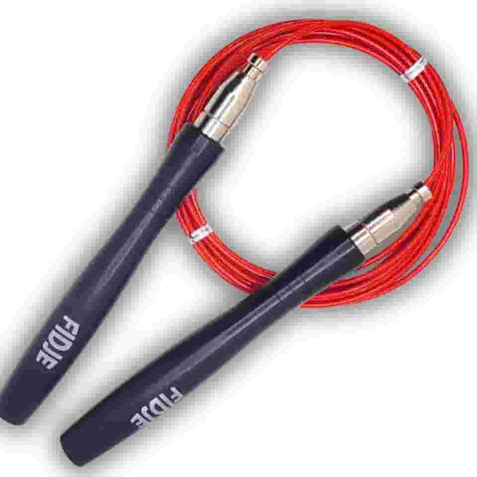 Corda de Pular Speed Rope Profissional para Double e Triple Under com Rolamentos e Cabo de Aço, 2 Cabos Inclusos, Ajuste Comprimento em Segundos com Autotravamento, Manoplas Anatômicas Alumínio, Fidje Sports