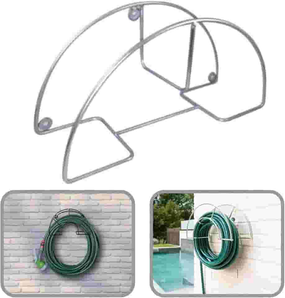 Suporte Mangueira de Jardim Até 50 Metros Enrolador de Metal que Não Enferruja Não Resseca Para Parede Muro e Madeira