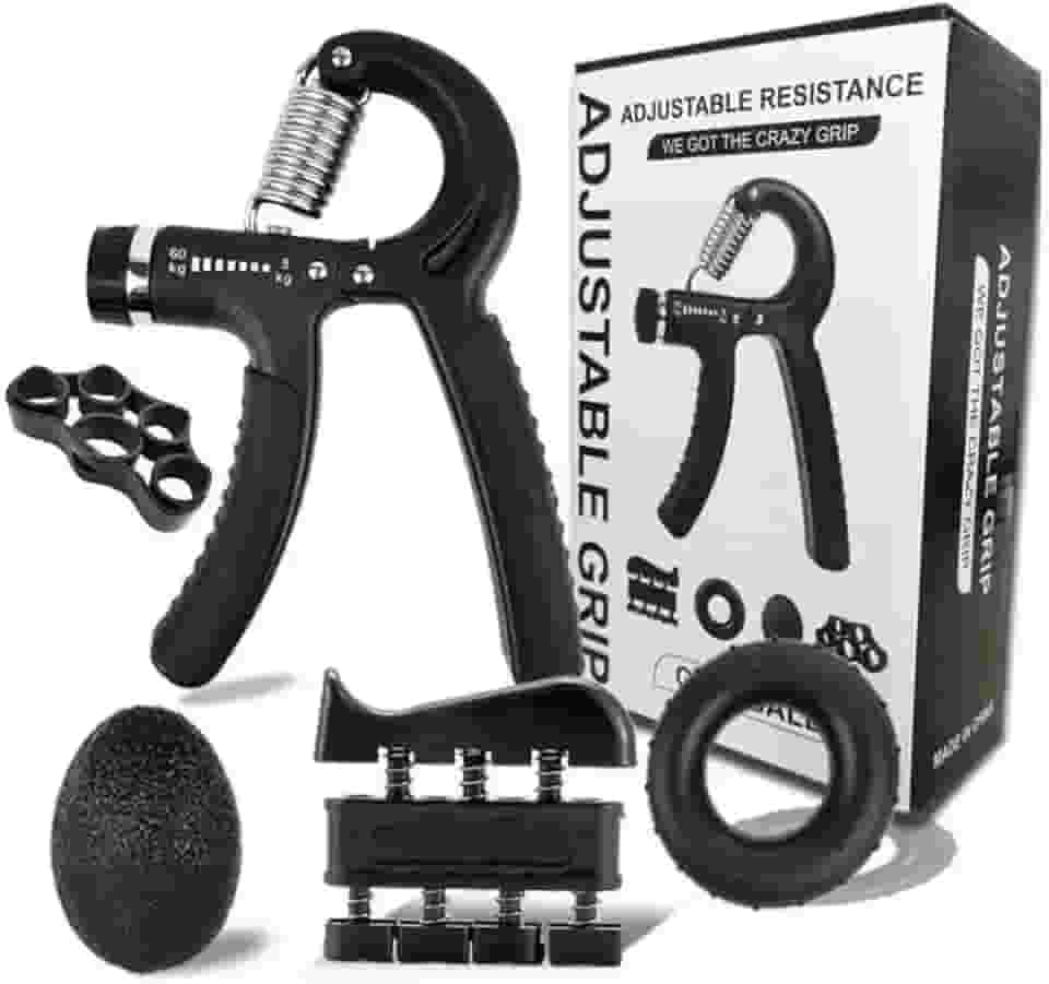 Kit Hand Grip 5 Peças – Fortalecedor de Maos e Dedos, Exercitador de Punhos para Academia, Fisioterapia e Reabilitacao Muscular – Ajustavel e Antiderrapante