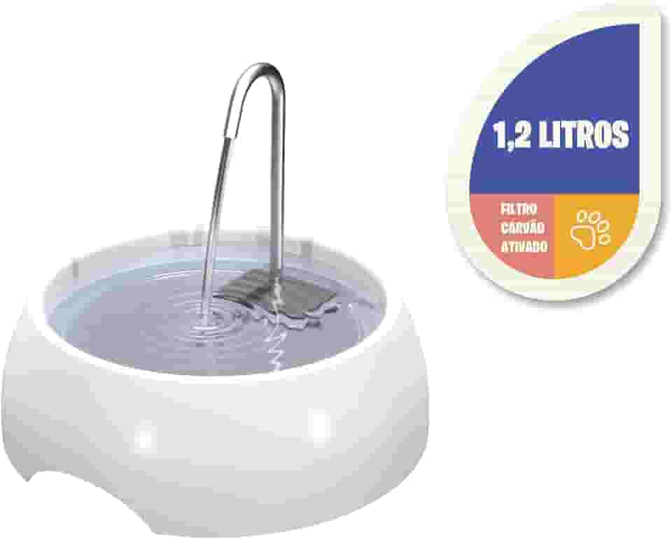 Fonte bebedouro h2o 1200ml com filtro de carvão ativado branco