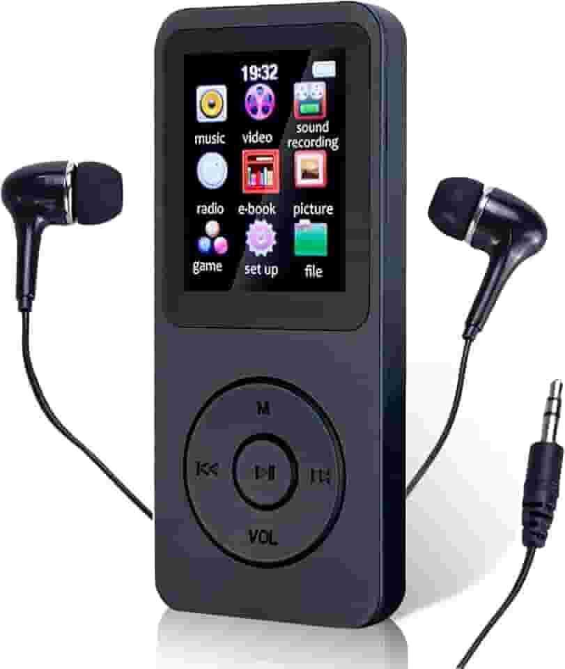 MP3 MP4 Player Portátil Reprodutor de Música Ultrafino MP3 Player Bluetooth Reprodução de Vídeo Gravador de Voz Suporte Cartao de Memoria de Até 128 GB(Preto)