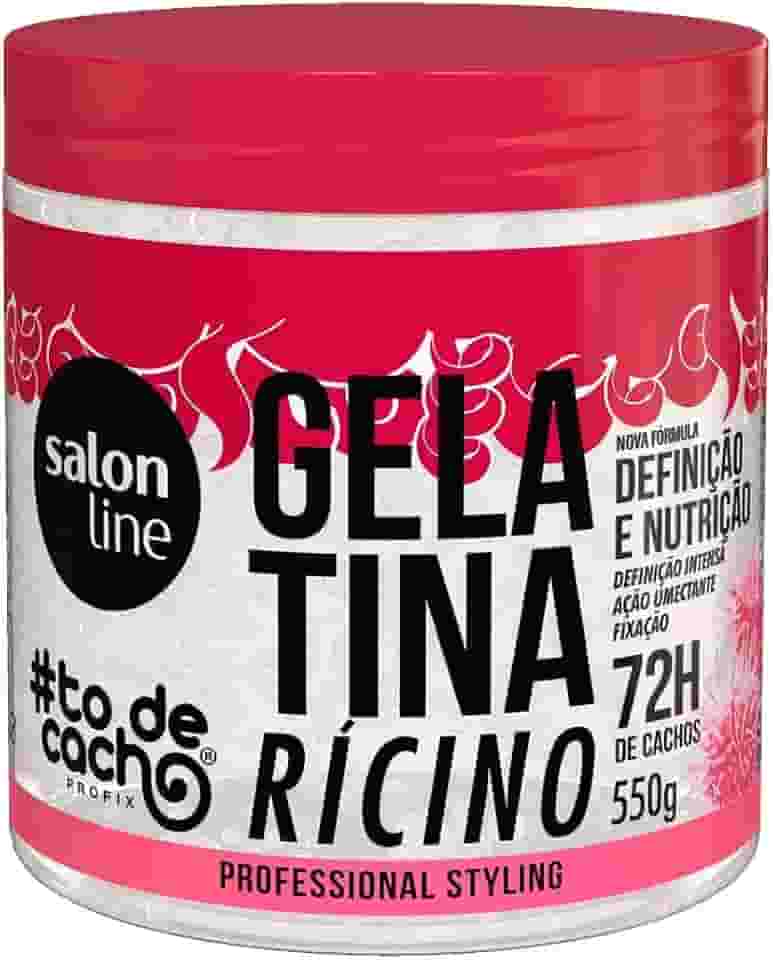 Salon Line, Gelatina Capilar, ToDeCacho, Óleo de Ricino, Definição e Nutrição, Vegana - Cabelos Ondulados, Cacheados e Crespos, 550 g