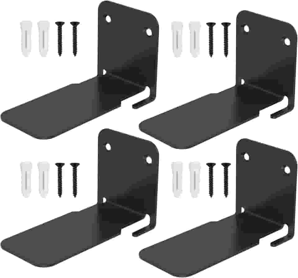 Estantes flutuantes invisíveis, organizadores de livros resistentes, estante de parede, prateleiras de armazenamento de ferro para quarto, sala de estar, escritório (4 peças, preto)