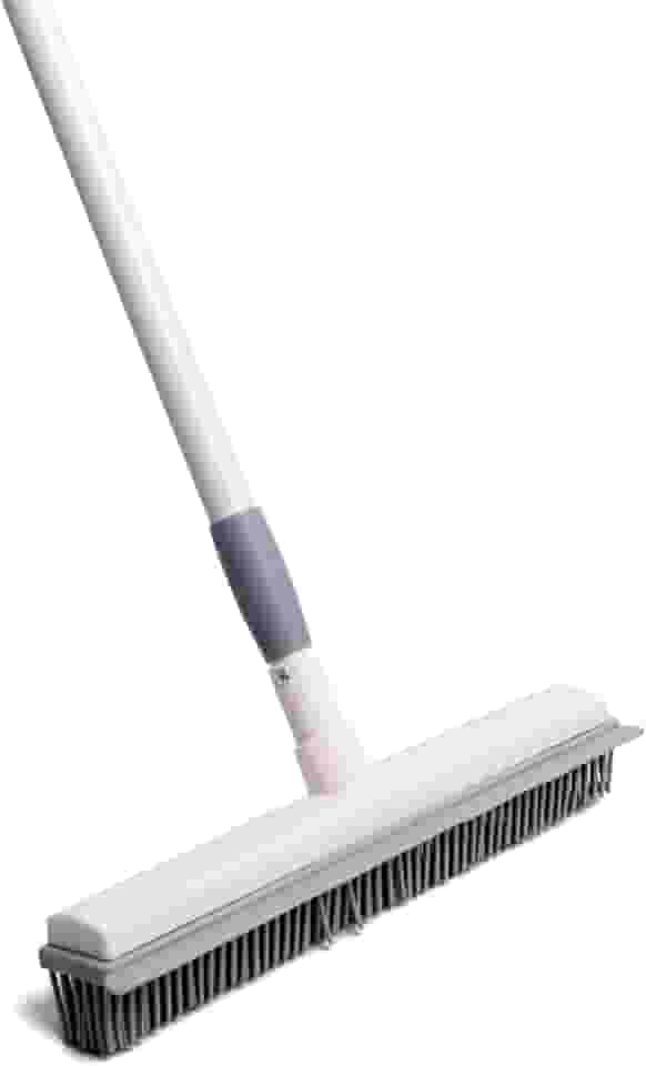 Simplo - Vassoura Emborrachada com Rodo Multiuso 2 em 1 Varre, Seca e Tira Pelos de Carpetes e Tapetes Limpa Pisos e Vidros