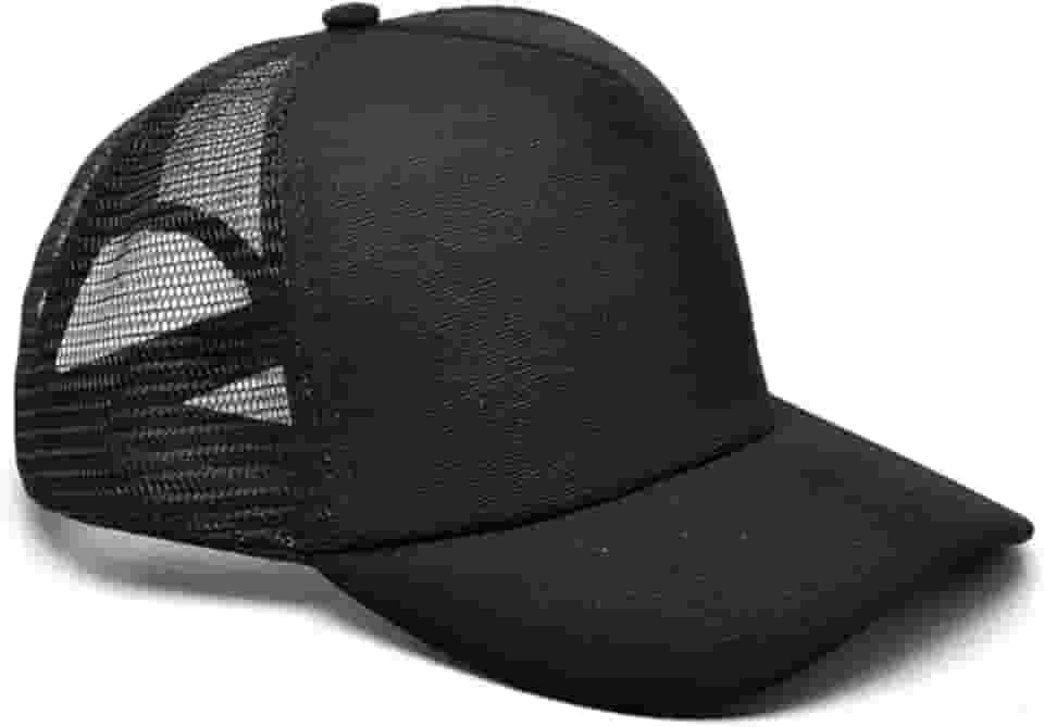 Boné Trucker Aba Curva, Tela Redinha, Snapback, Ajustável, Preto Unissex