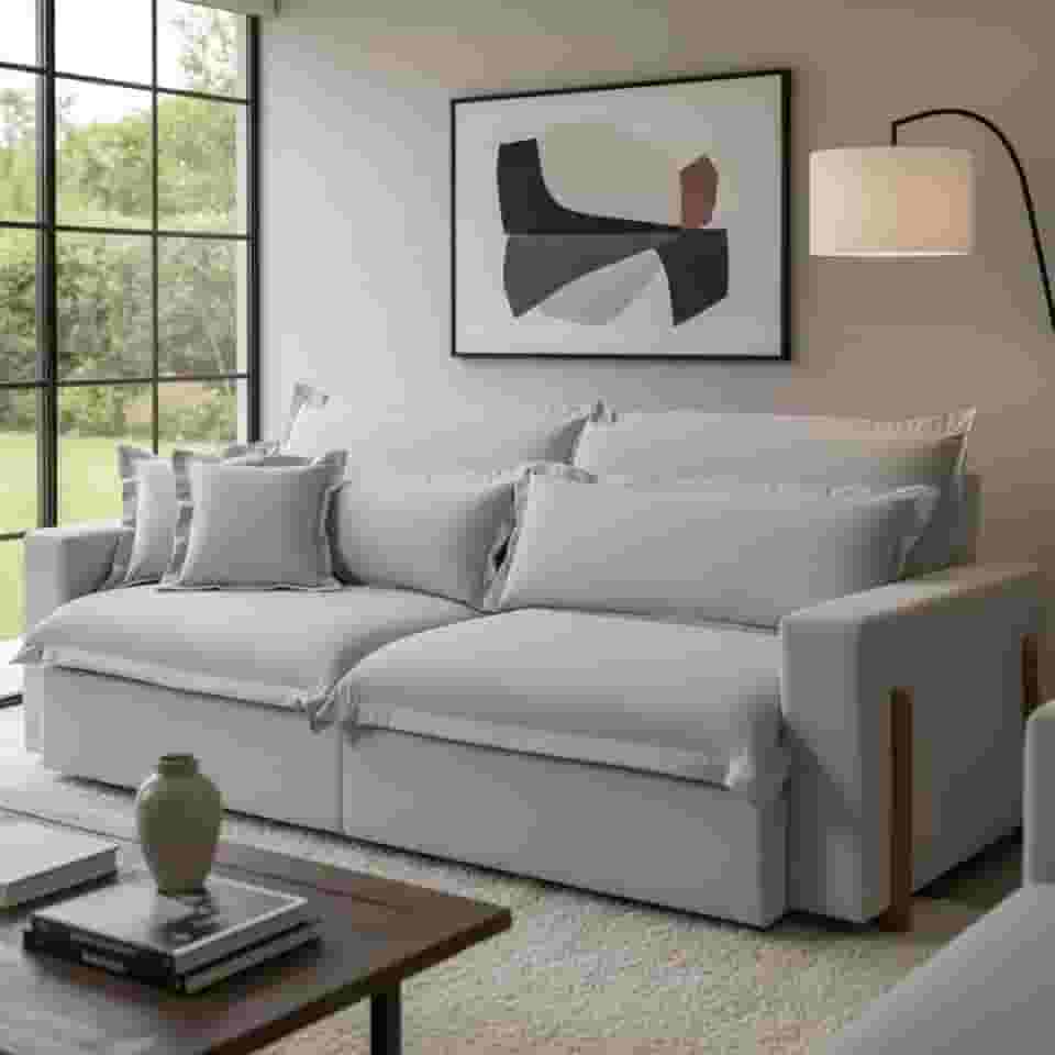 Sofá Retrátil e Reclinável Dubai com Molas Ensacadas, 1,90m. (Cinza Claro)