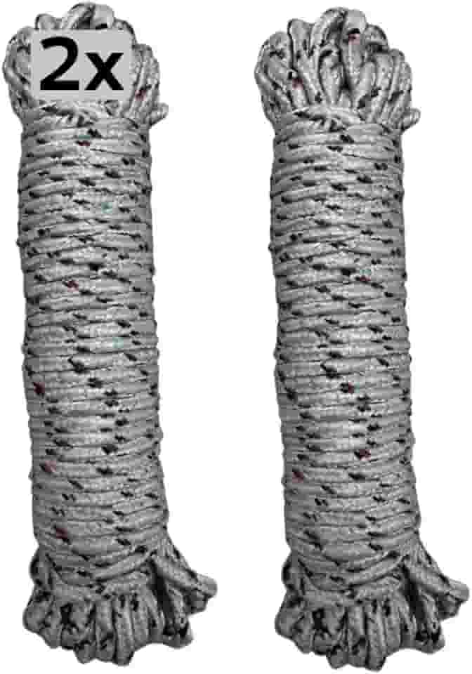 Kit 2 Cordas Varal Trançadas Multiuso, Nylon, 30m de cordas, para Camping, Escalada, Amarração, 2 Unidades