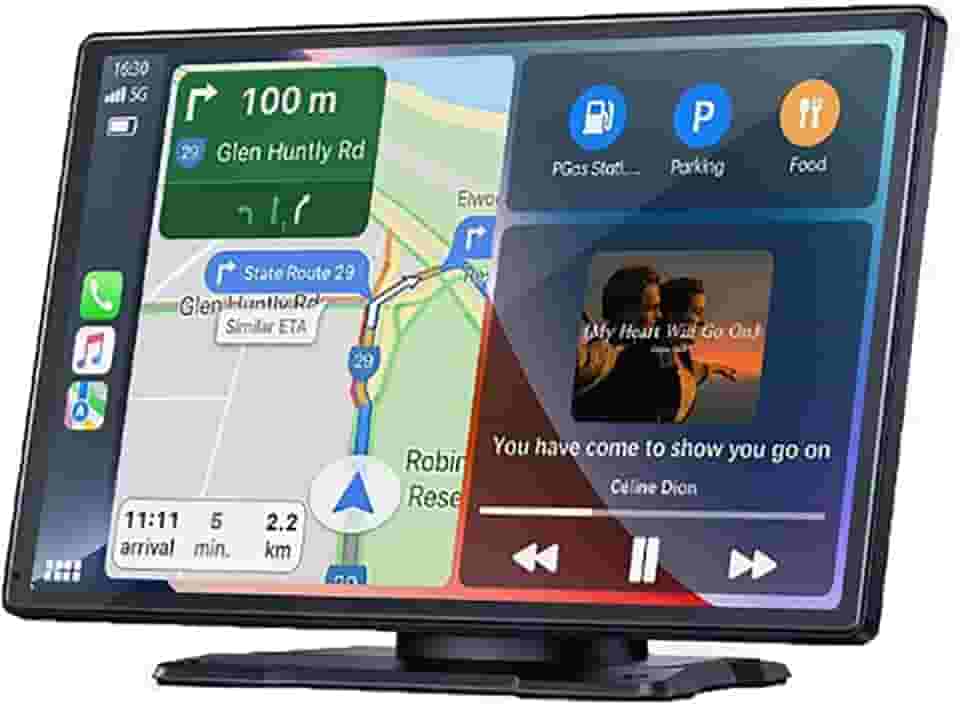 W519 Display automotivo sem fio CarPlay Android, tela de 23 cm, navegação GPS, link espelhado, controle de voz