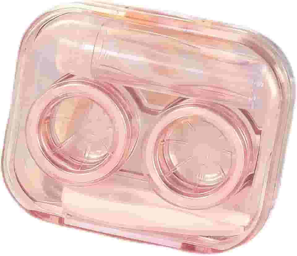 Conjunto de 2 capas de lentes de contato, itens essenciais de viagem com kit de ferramentas de remoção e frasco de solução, caixa de armazenamento de lentes de contato transparente (estilo 1)