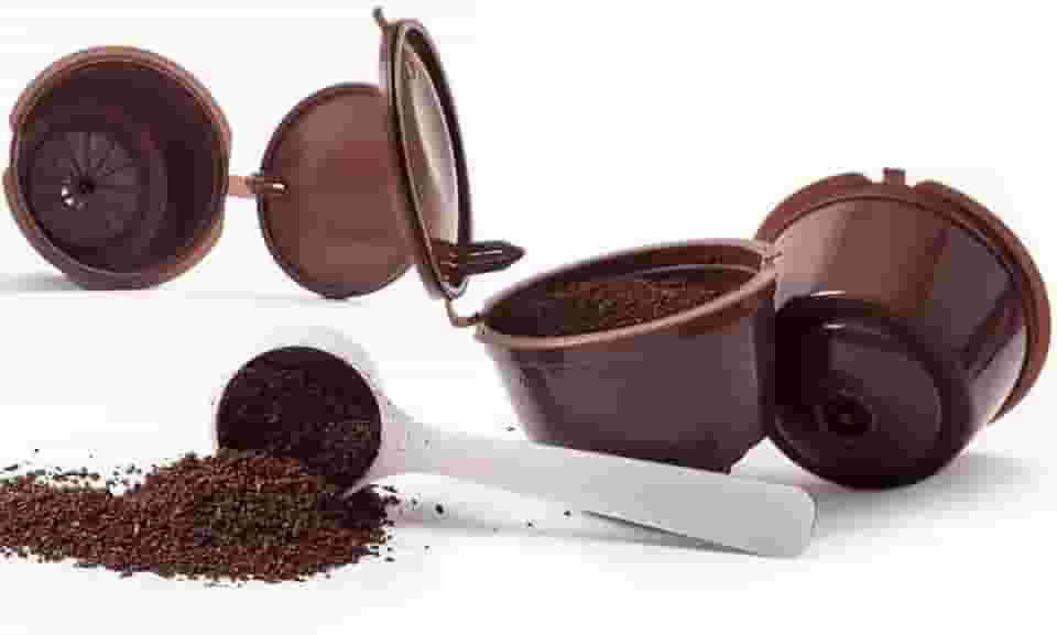 2 copos de filtro de café reutilizáveis – cápsulas de café recarregáveis para cafeteiras, marrom