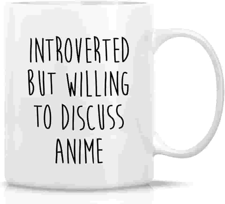 Retreez Caneca de anime engraçada presente introvertido introvertido para discutir anime mangá fã amante do Japão 325 ml caneca de café cerâmica - humor sarcasmo sarcástico presente de aniversário
