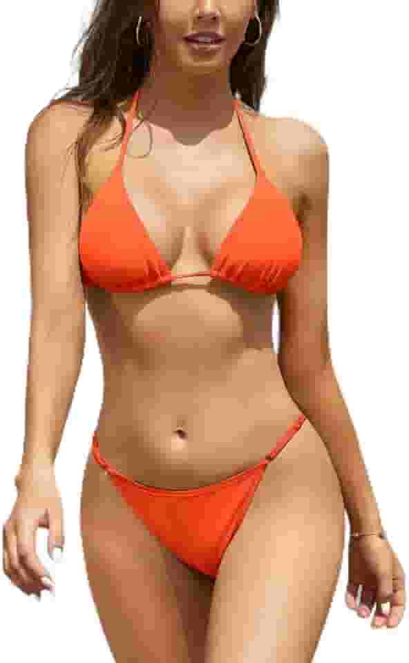 Conjunto de biquíni feminino sexy frente única brasileiro tanga atrevida com cordão de duas peças