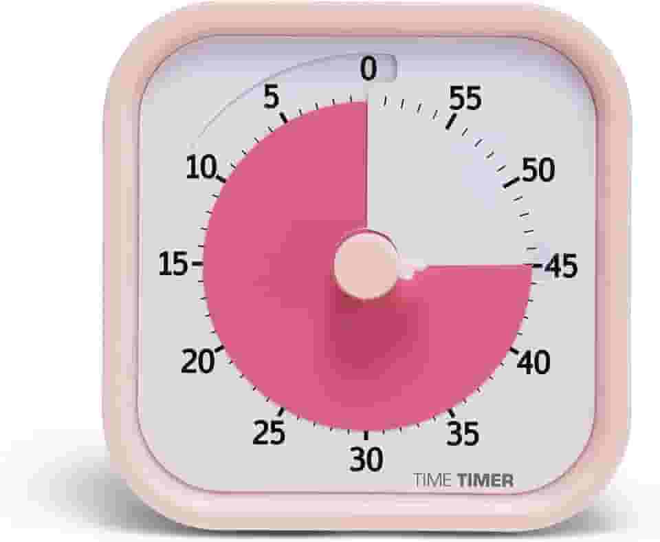 TIME TIMER Mod edição de casa - temporizador visual de 60 minutos - ferramenta de estudo, temporizador para secretária, escritório e reuniões com funcionamento silencioso (rosa)