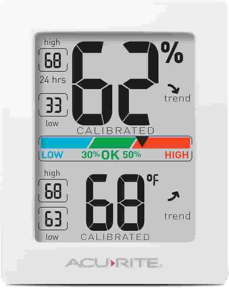 Termômetro digital e higrômetro AcuRite 01083M, 7,6 x 6,3 cm, branco