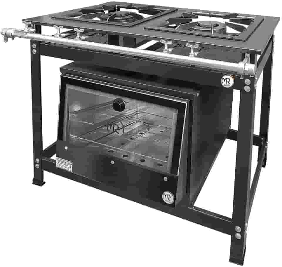 Fogão Industrial 2 Bocas Duplas Baixa Pressão Mr Fogões com Forno P8 Luxo