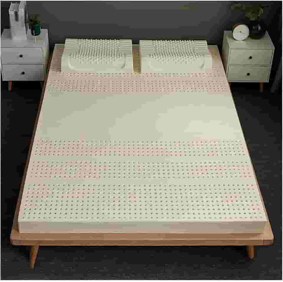 Colchão de látex 100% natural L látex|Conforto luxuoso | Alívio de pressão para alívio de pontos de dor nas costas | Suporte para ombros, QUADRIS, costas e joelhos, 10 cm, 135 x 200 cm (53 x 79